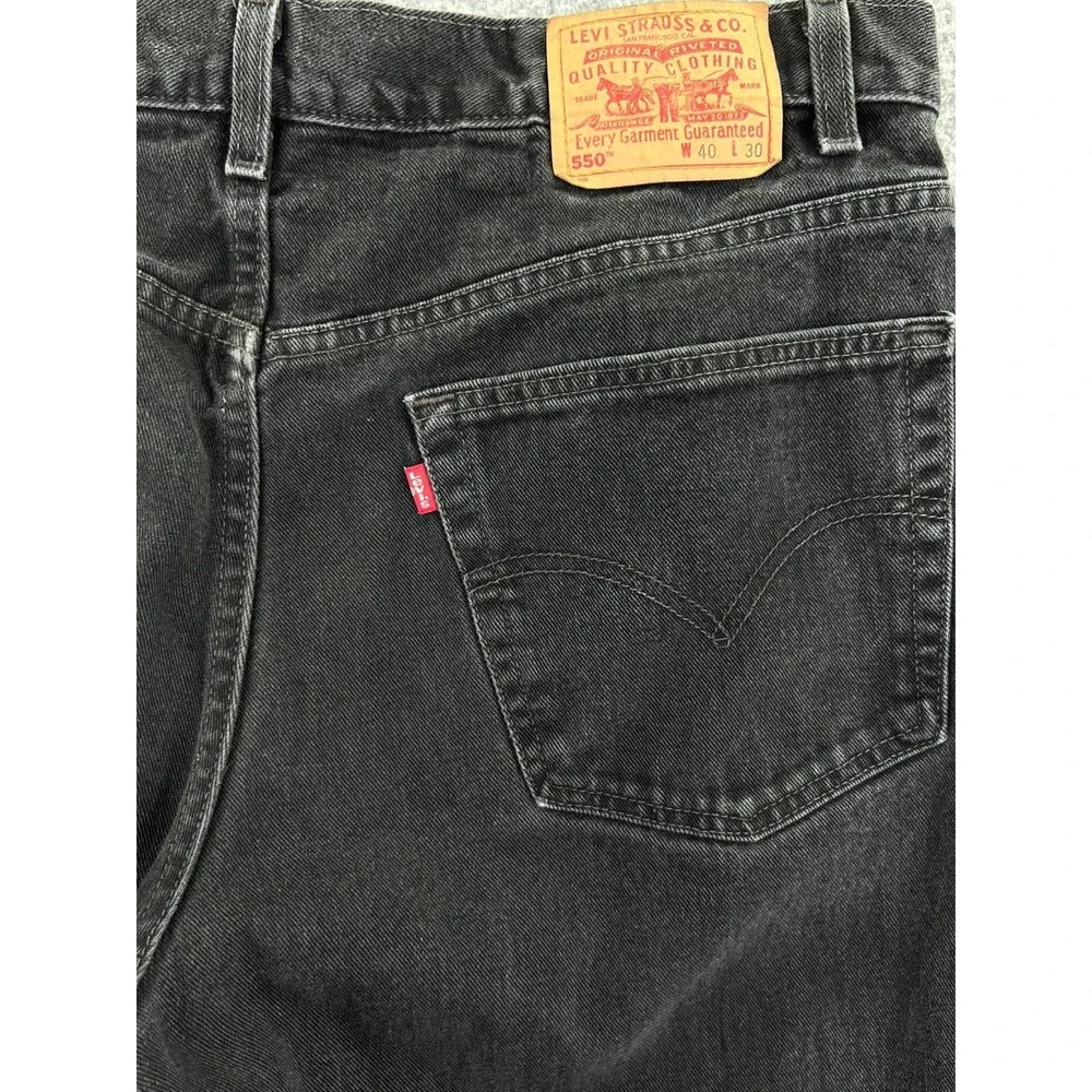LEVIS 550 Denim Jeans Men 40x30 (37x29 Actual)‎ Relaxed Fit Black Vintage READ